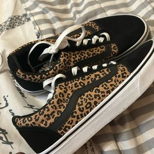 Black & leopard print vans